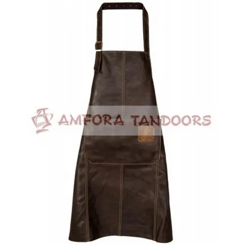 Фартук Амфора KANGROO из натуральной кожи черный/коричневый